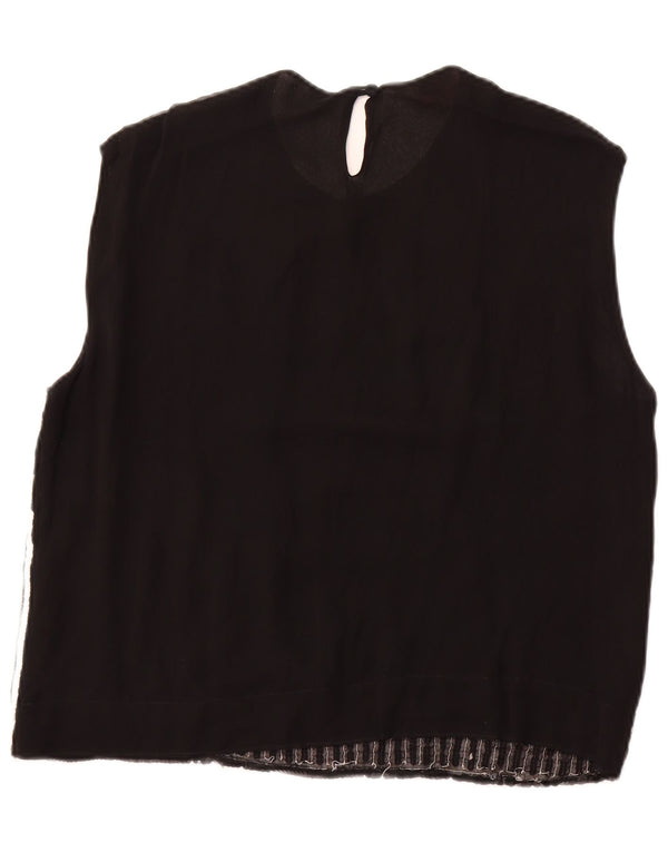 WITTY GIRL Blusa sin mangas para mujer UK 44 Viscosa a rayas negras medianas