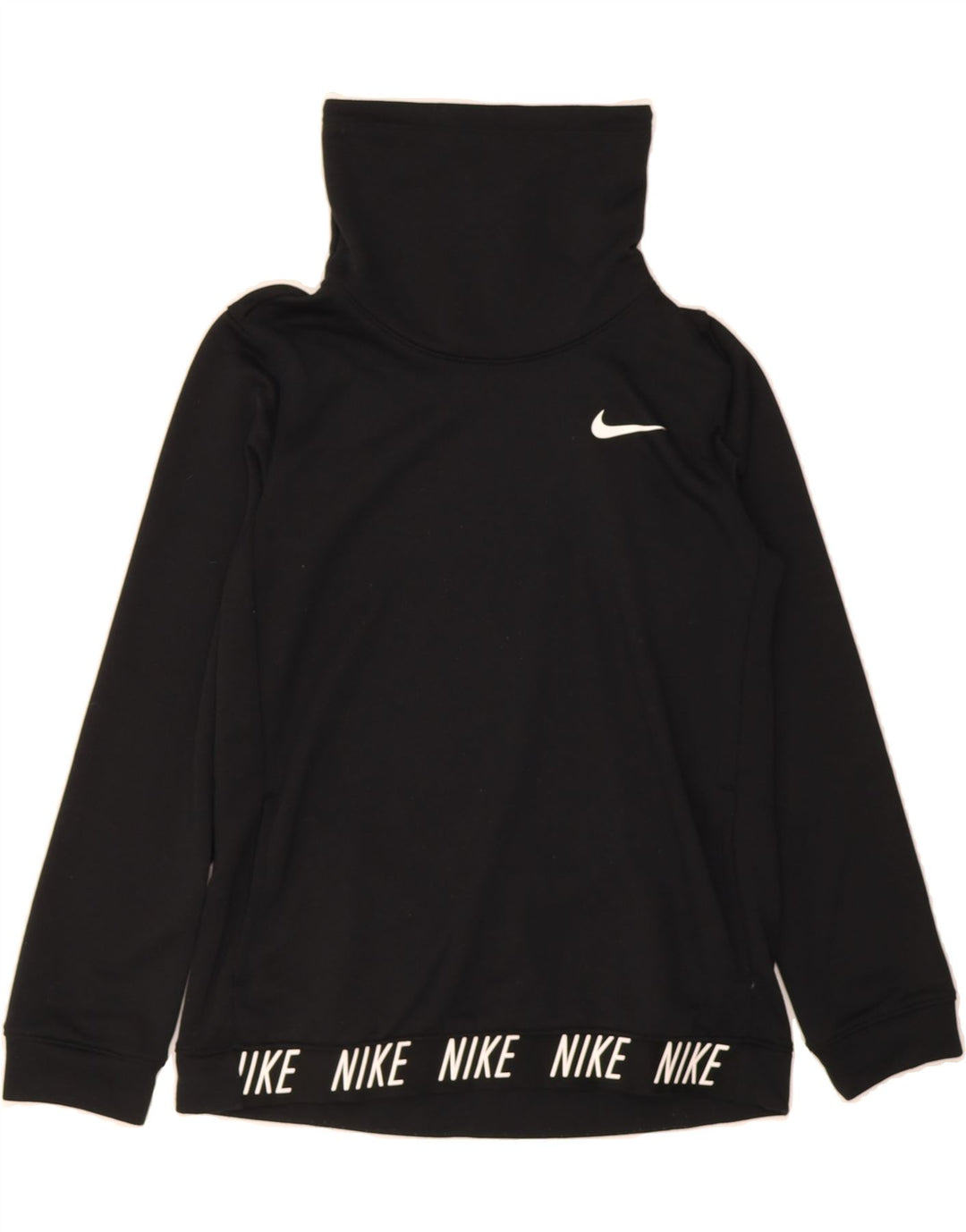 NIKE Boys Dri Fit Graphic Sweatshirt Jumper 13-14 Years XL Black Polyester Vintage Nike and Second-Hand Nike from Messina Hembry 