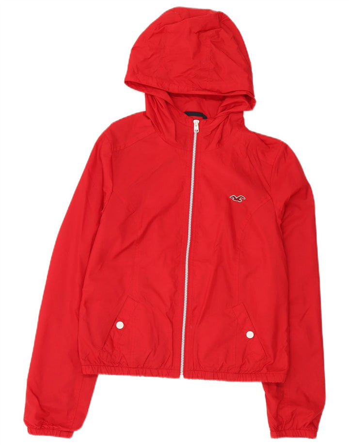 Chaqueta impermeable con capucha Hollister para mujer UK 40 Medium Nylon rojo