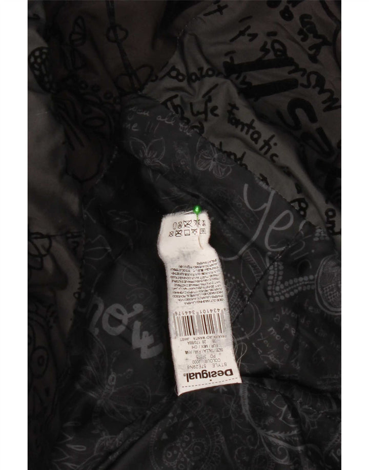 Abrigo acolchado con capucha Desigual para mujer EU 38 Poliéster floral negro mediano