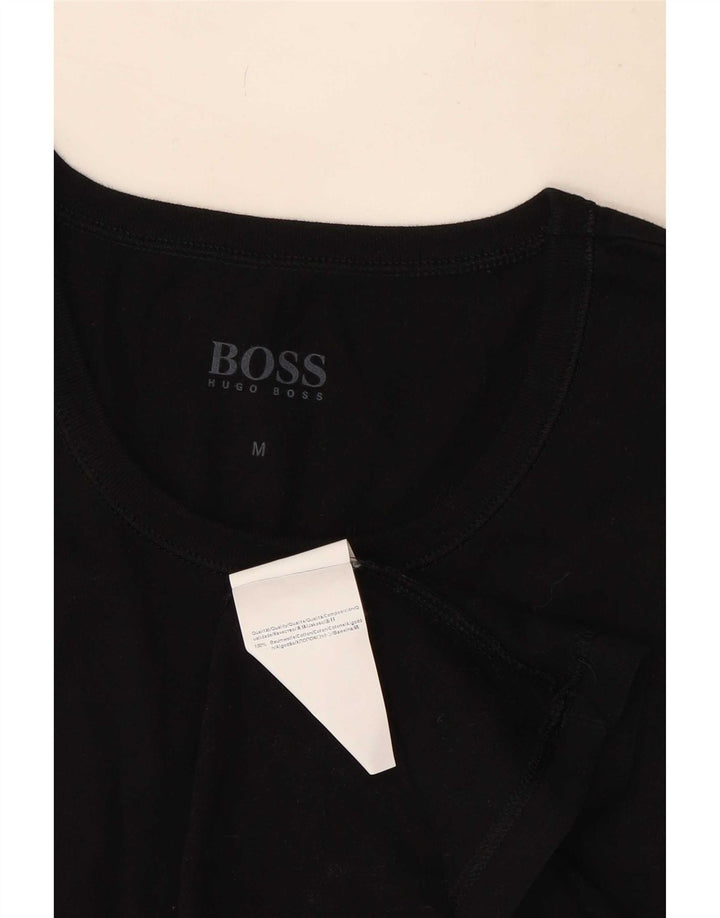 Hugo Boss Hombre Camiseta Top Medium Negro Algodón
