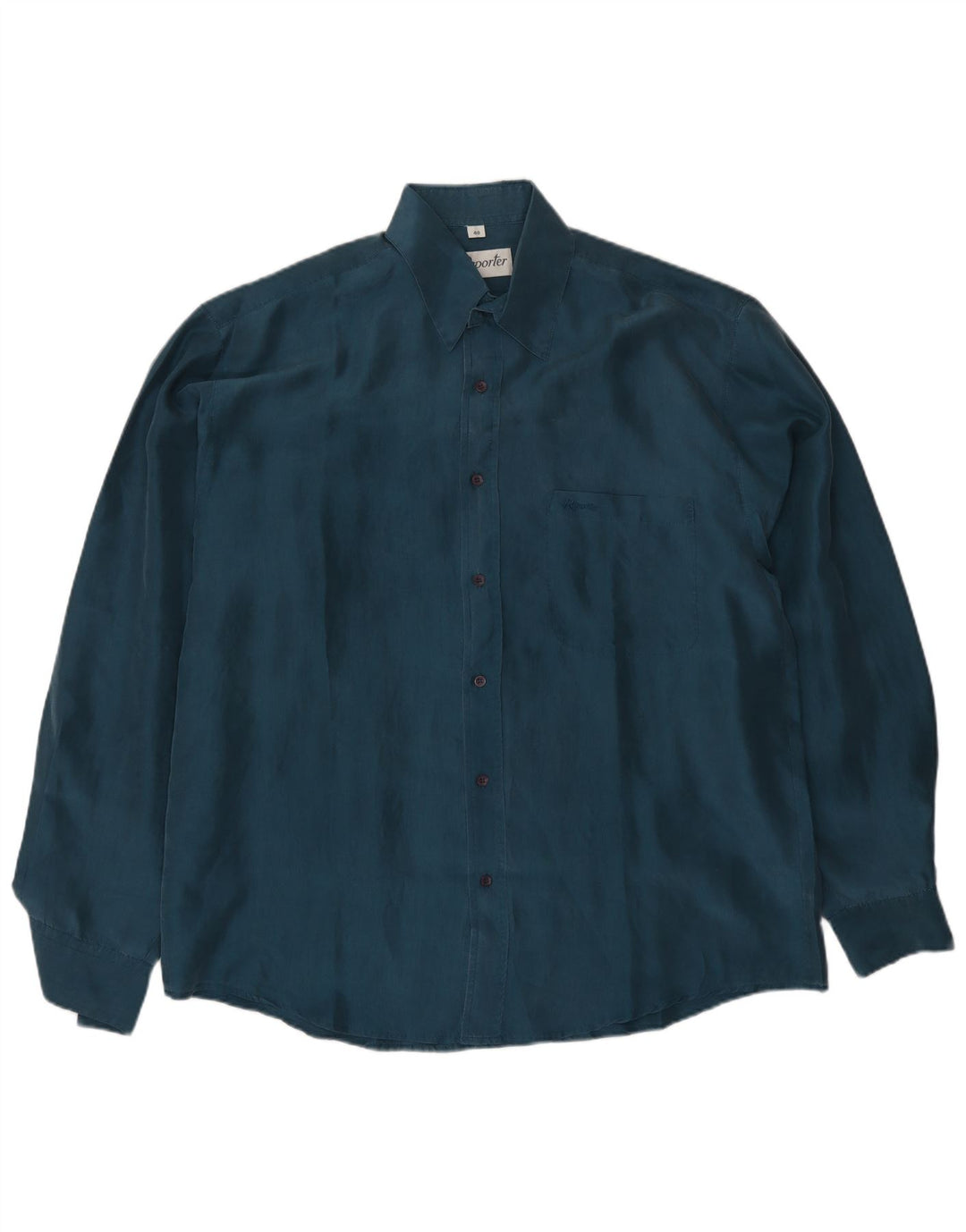 Camisa Reporter Para Hombre Talla 40 Mediana Seda Azul Marino