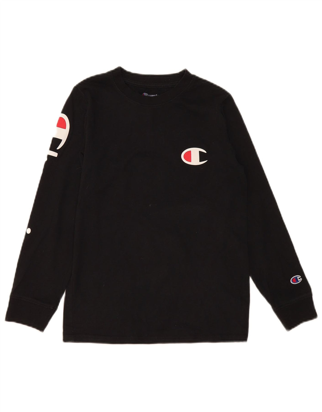 Champion Camiseta gráfica para niños de manga larga 9-10 años Algodón negro mediano