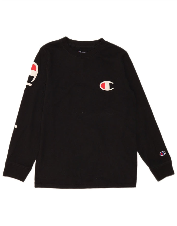 Champion Camiseta gráfica para niños de manga larga 9-10 años Algodón negro mediano