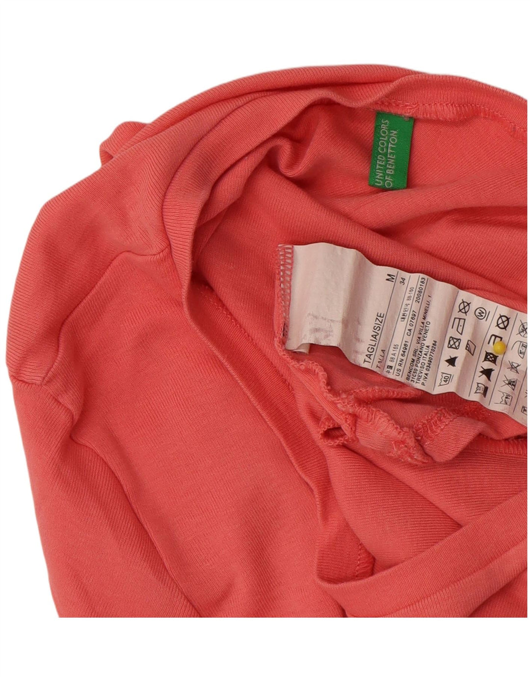 Benetton Camiseta De Mujer ES 40 Medio Rosa Algodón