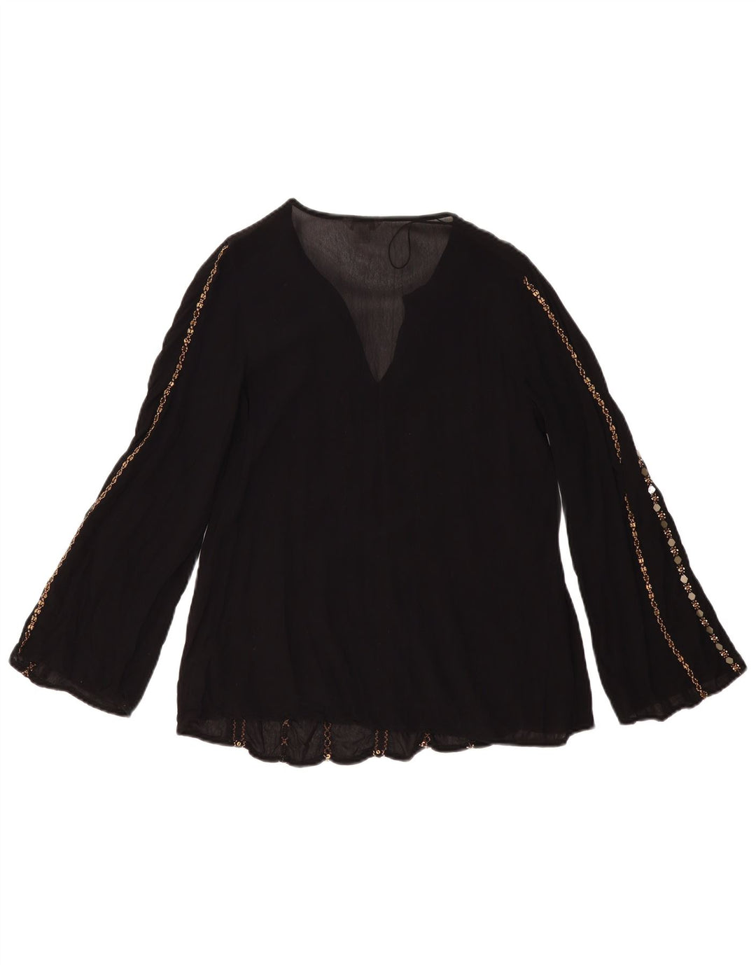 MONSOON Blusa de manga larga para mujer UK 8 Small Viscosa negra