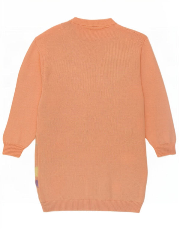 Vintage mujer cuello redondo jersey suéter EU 36/38 pequeño rosa manchado