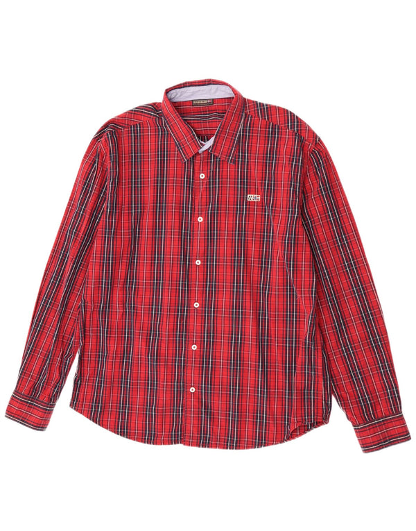 Napapijri Camisa Geographic Mujer 3XL Algodón A Cuadros Rojos