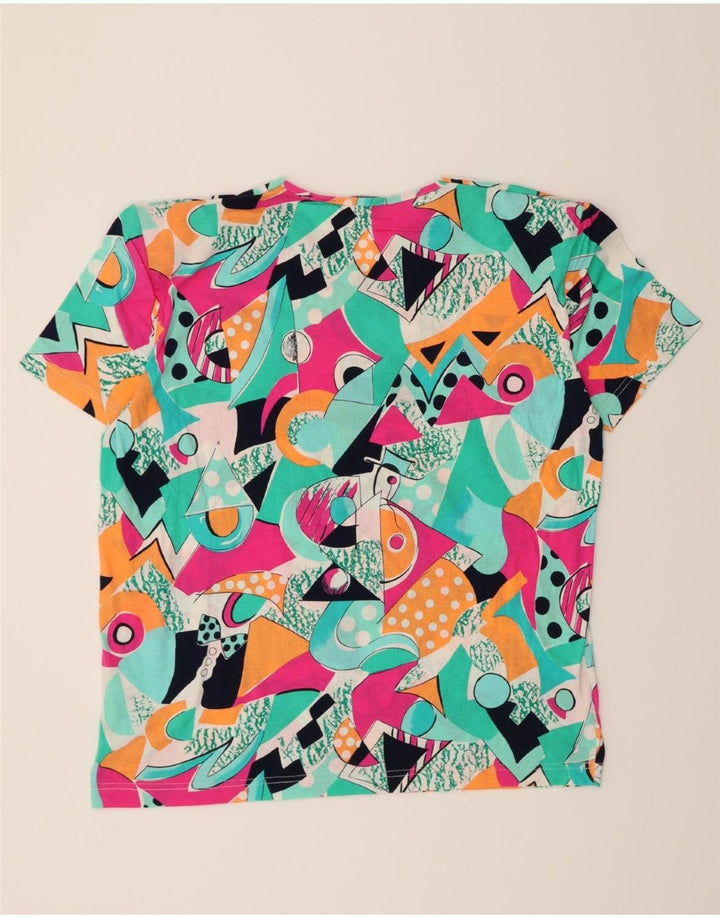 BIAGGINI Womens Abstract Pattern T-Shirt Top IT 48 XL Multicoloured Cotton Vintage Biaggini and Second-Hand Biaggini from Messina Hembry 