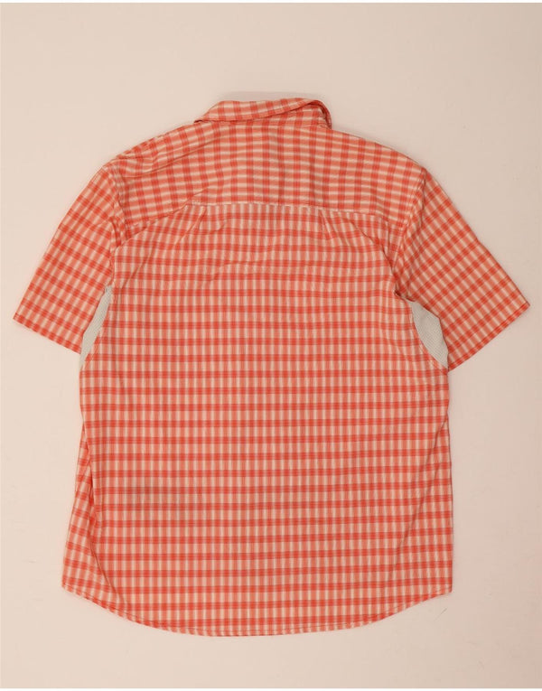 Adidas Mens Climalite Camisa De Manga Corta Grande Naranja Cuadros Poliéster