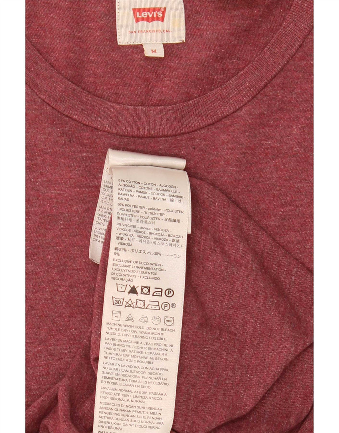 Levi's Hombre Camiseta Top Medium Granate Algodón