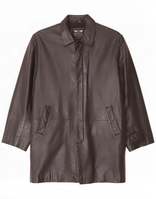 Ironsides Mens Leather Coat UK 44 2XL Black