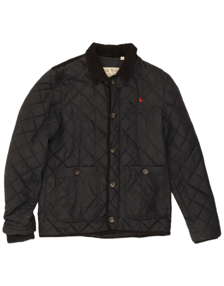 JACK WILLS Mens Quilted Jacket UK 40 Large Black Nylon
