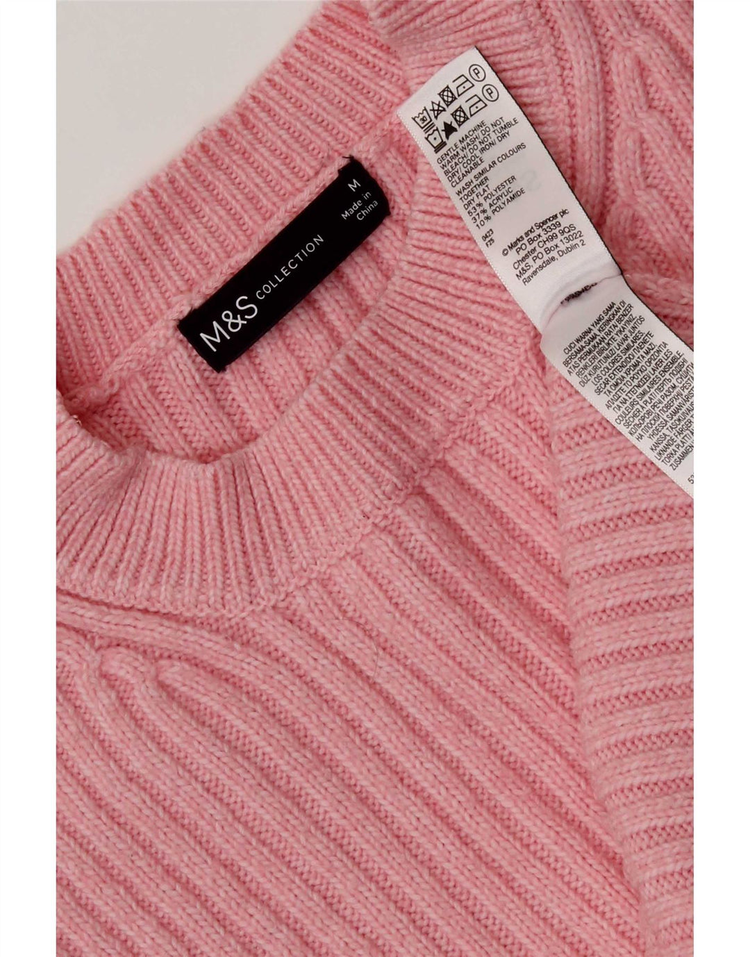 Marks & Spencer Jersey de cuello redondo para mujer UK 44 Poliéster rosa medio