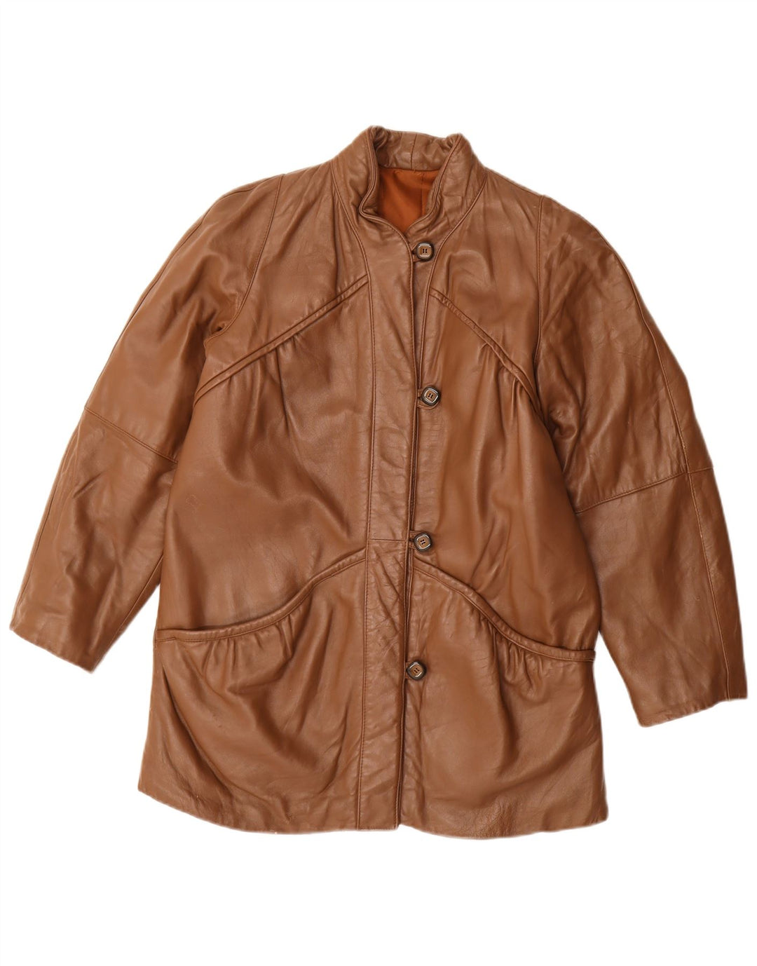 Chaqueta de cuero vintage para mujer IT 42 cuero marrón medio