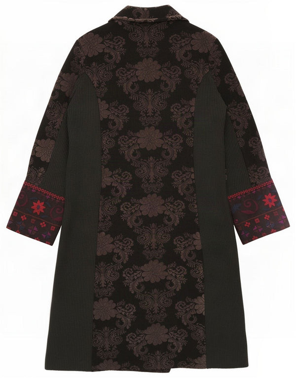 Abrigo vintage de gran tamaño para mujer US 3 XS Gris Poliéster floral