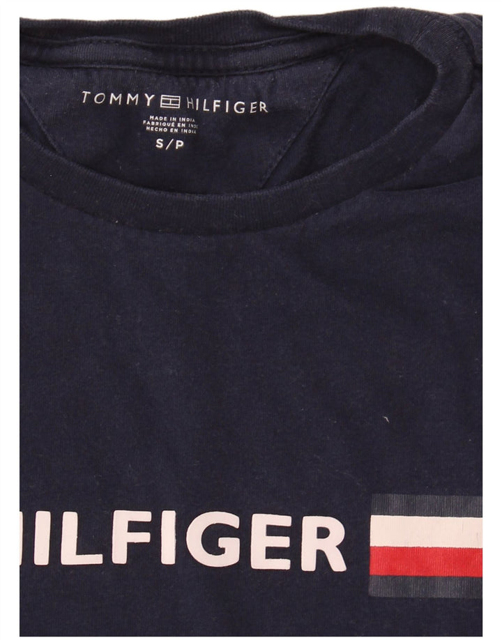 TOMMY HILFIGER Camiseta gráfica para hombre Top Small Azul marino Colorblock