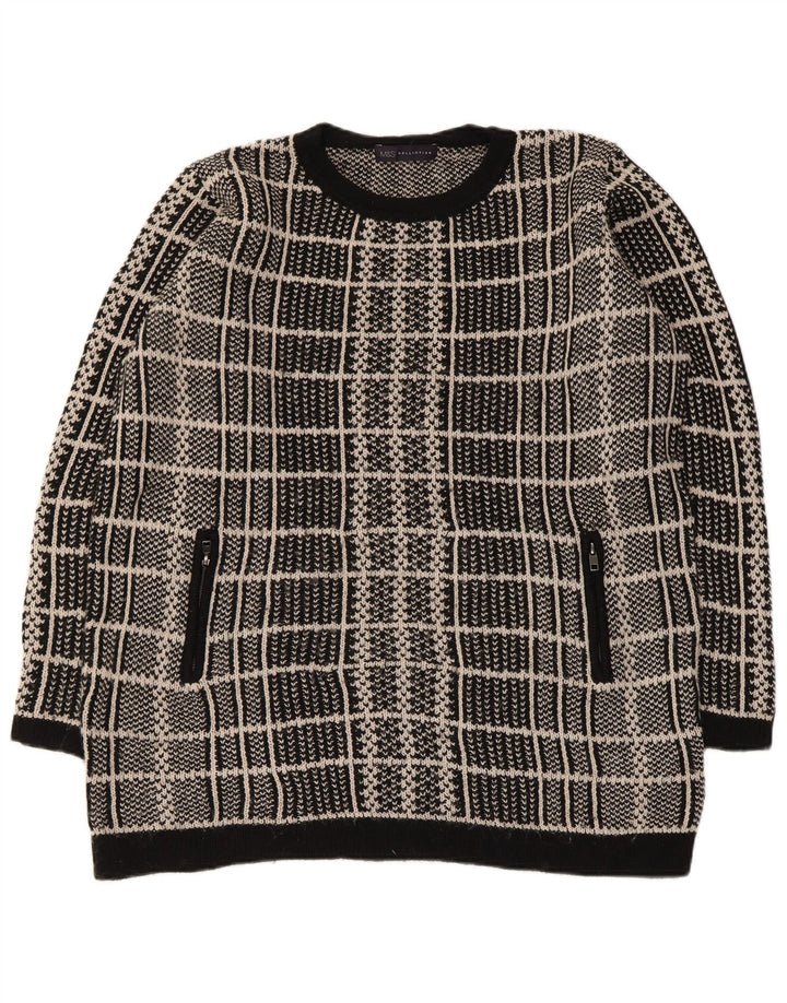 MARKS & SPENCER Suéter tipo jersey con cuello redondo para mujer UK 46 Large Black Check