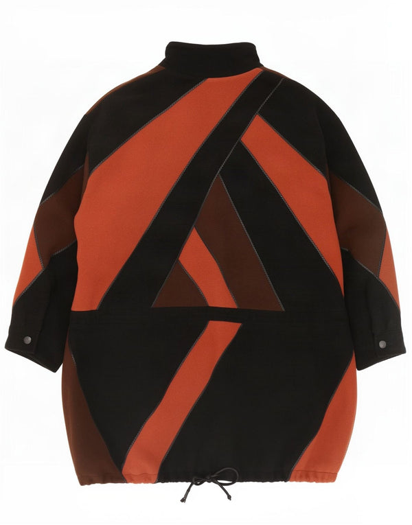 Philippe Vallereuil Abrigo para mujer ES 40 XL Lana virgen color block negro