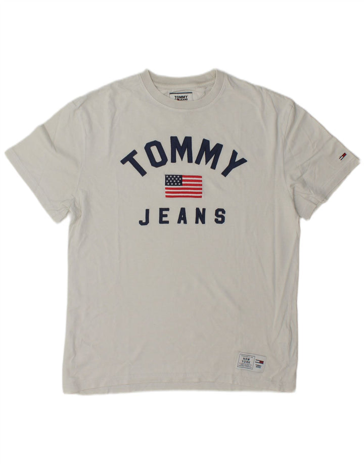 Tommy Hilfiger Camiseta gráfica para hombre Top Medium White Cotton