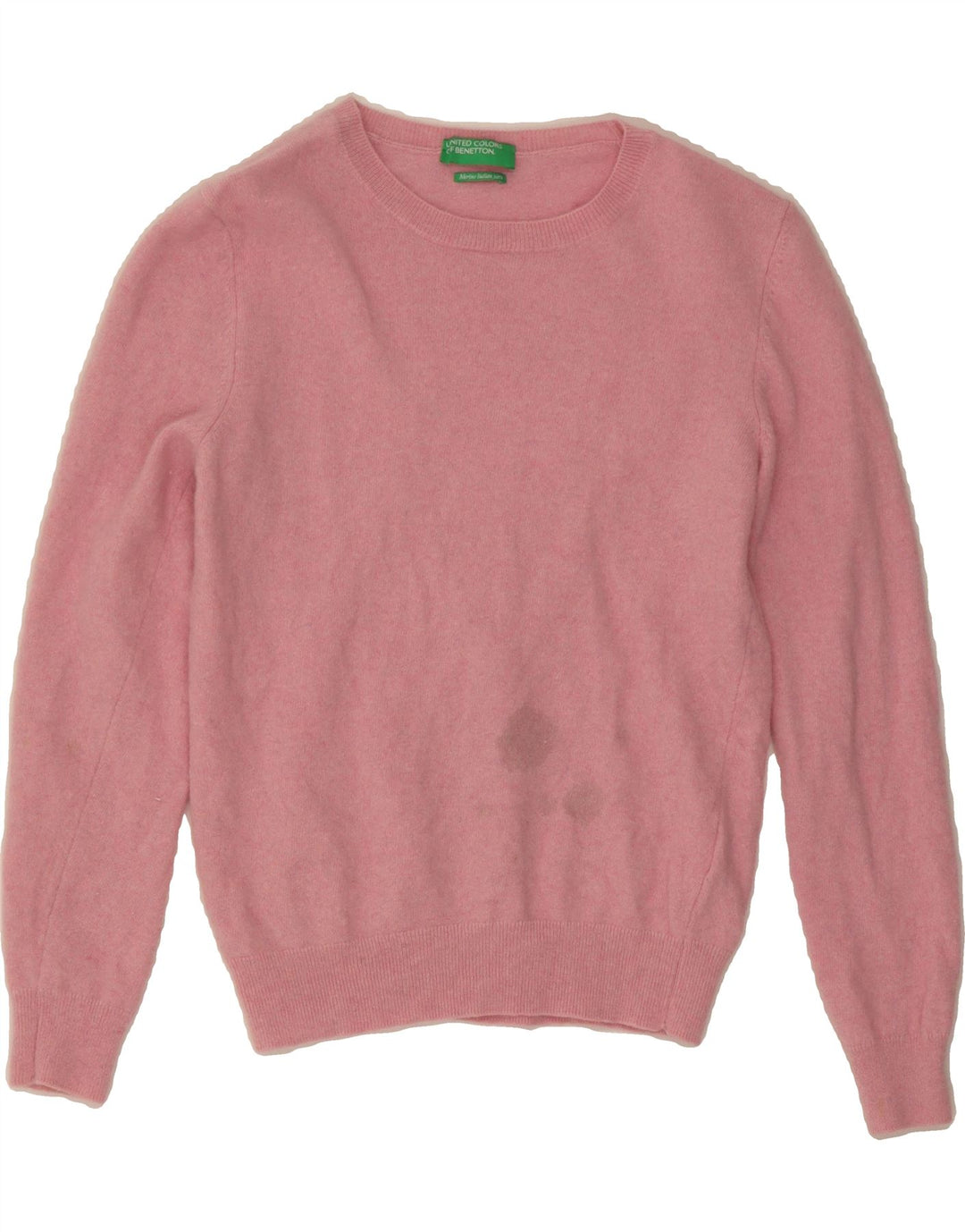BENETTON Womens Boat Neck Jumper Sweater UK 12 Medium Pink Wool Vintage Benetton and Second-Hand Benetton from Messina Hembry 