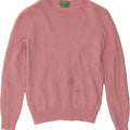 BENETTON Womens Boat Neck Jumper Sweater UK 12 Medium Pink Wool Vintage Benetton and Second-Hand Benetton from Messina Hembry 