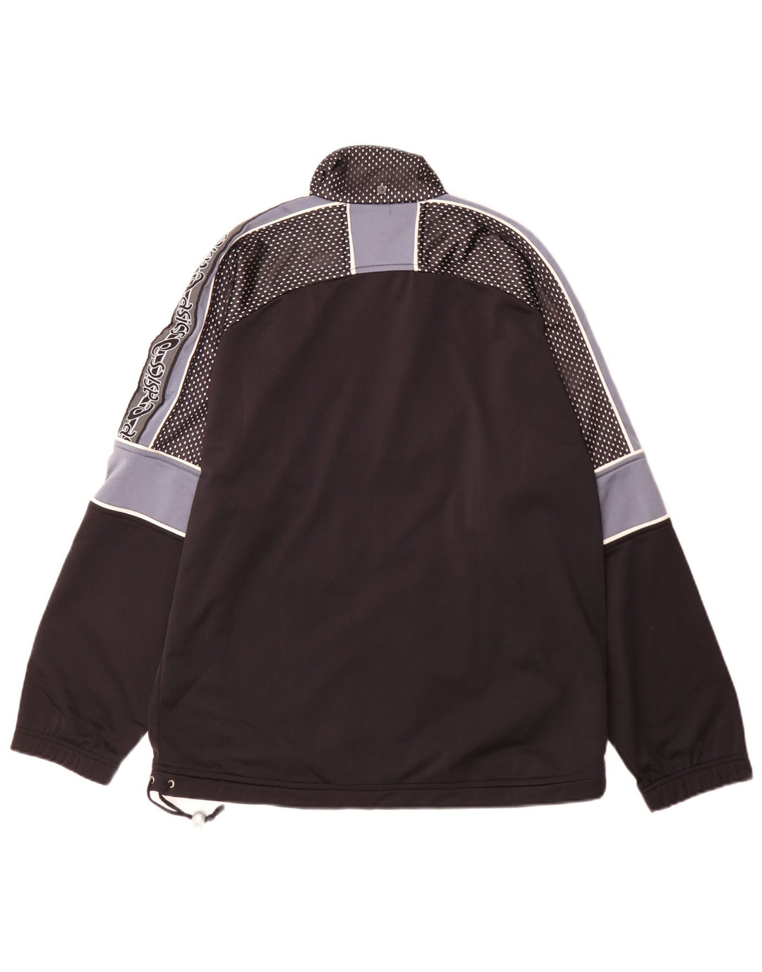 Asics Hombre Gráfico Chándal Top Chaqueta Mediano Negro Colorblock Poliéster