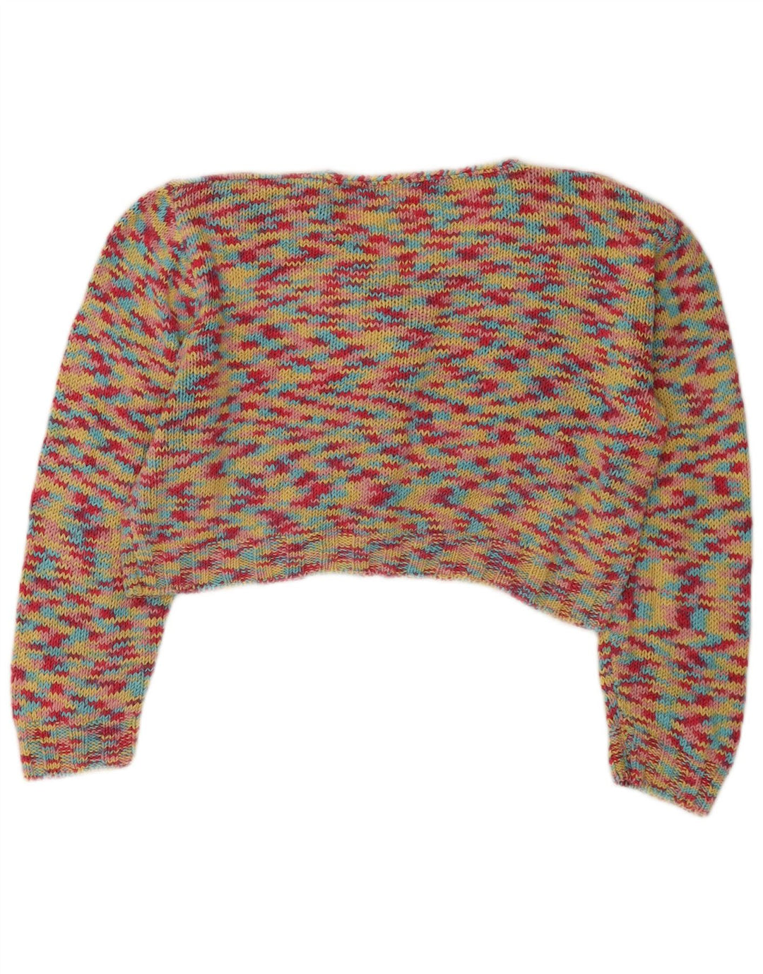 Vintage mujer crop cardigan suéter Reino Unido 14 medio multicolor moteado