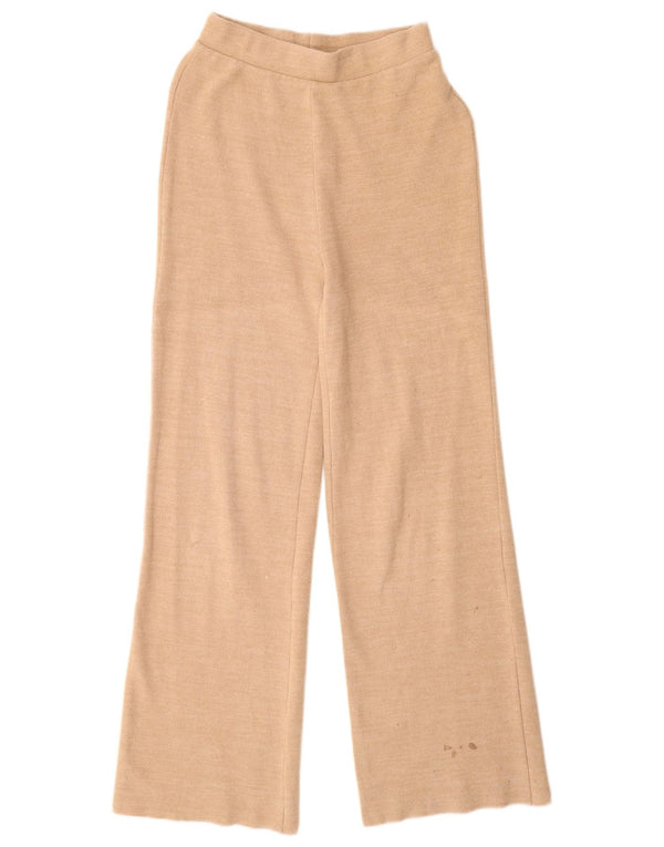 Zara Mujer Pantalones De Chándal De Pierna Ancha De Punto UK 10 Small Beige