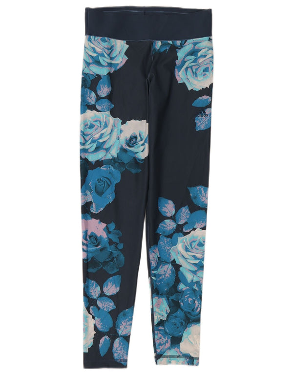 Adidas Leggings Climalite para mujer Reino Unido 8/10 Pequeño Azul Floral Poliéster
