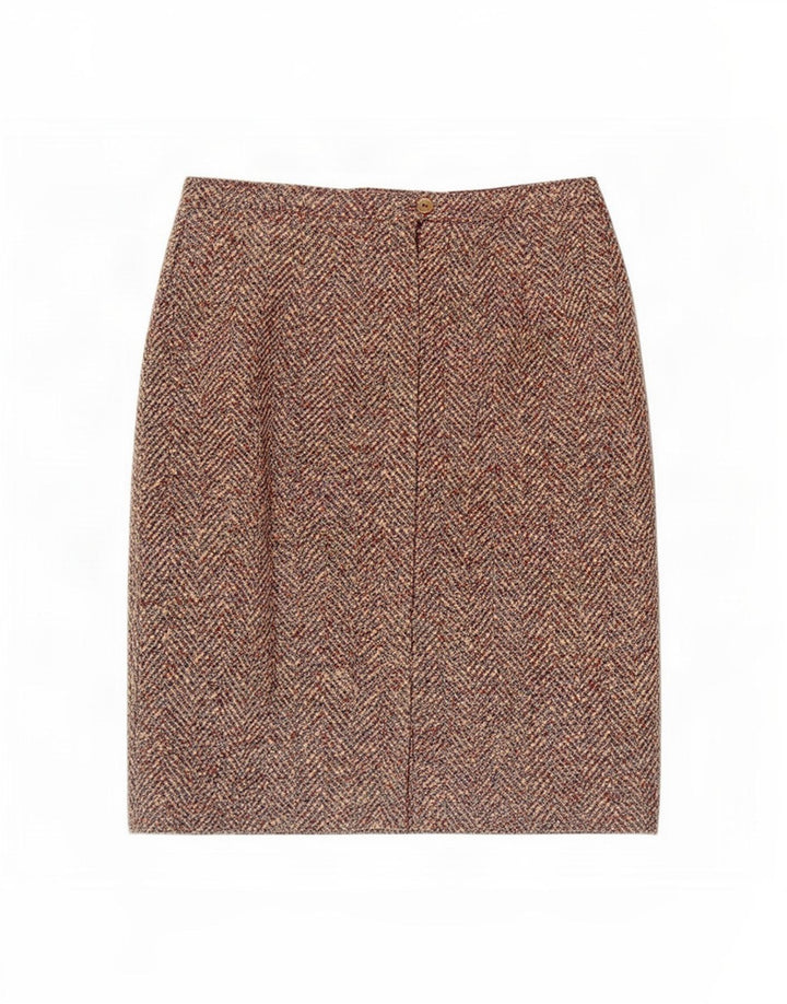 Vintage mujer lápiz falda mediana W30 marrón espiga