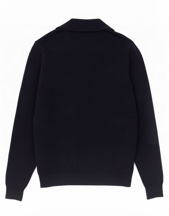 Marks & Spencer Suéter tipo jersey con cuello y cremallera para hombre Poliéster azul marino mediano