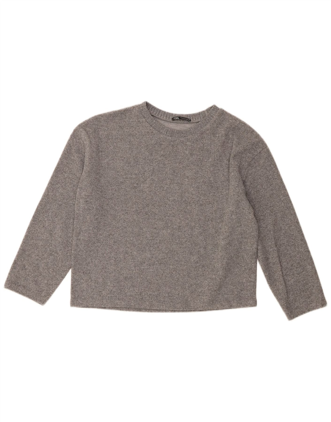 Zara Jersey de cuello redondo para mujer UK 44 Poliéster gris medio