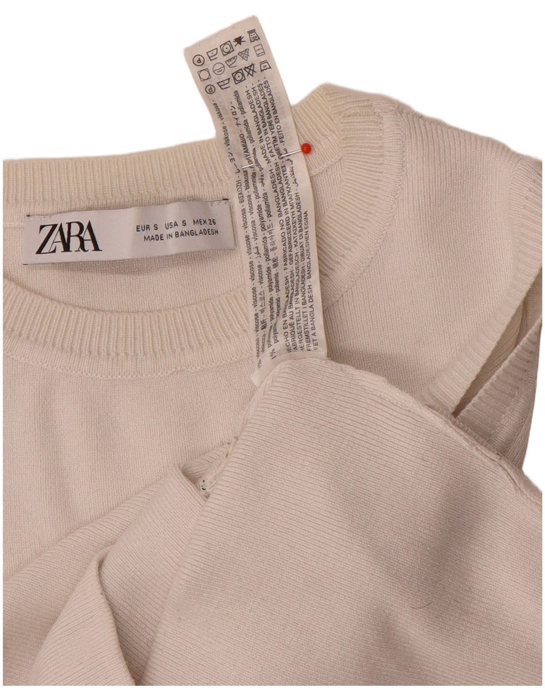 Zara Mujer Crop Vest Top UK 8 Small Viscosa Blanca