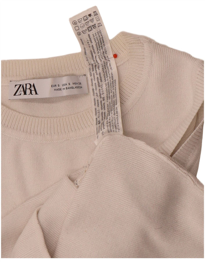 Zara Mujer Crop Vest Top UK 8 Small Viscosa Blanca