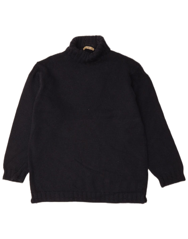 Marks & Spencer Jersey con cuello vuelto para hombre de lana azul marino mediano