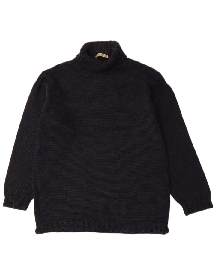 Marks & Spencer Jersey con cuello vuelto para hombre de lana azul marino mediano