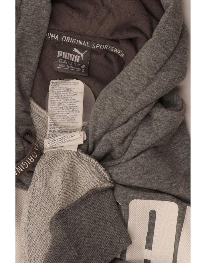 Puma Hombre Sudadera Con Capucha Gráfica Jersey De Algodón Gris Medio