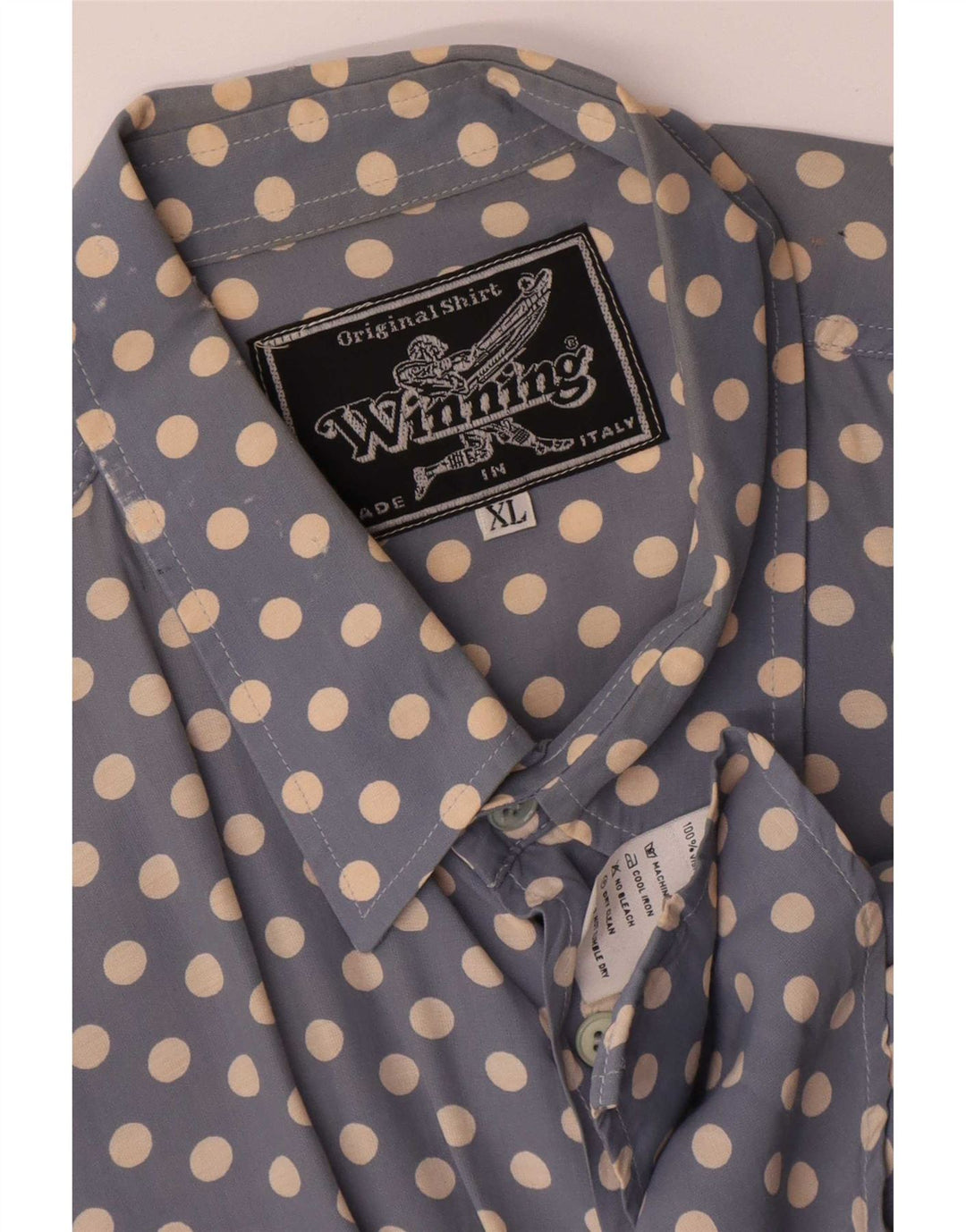 Camisa Vintage Hombre XL Viscosa Lunares Azules