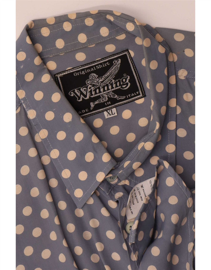 Camisa Vintage Hombre XL Viscosa Lunares Azules