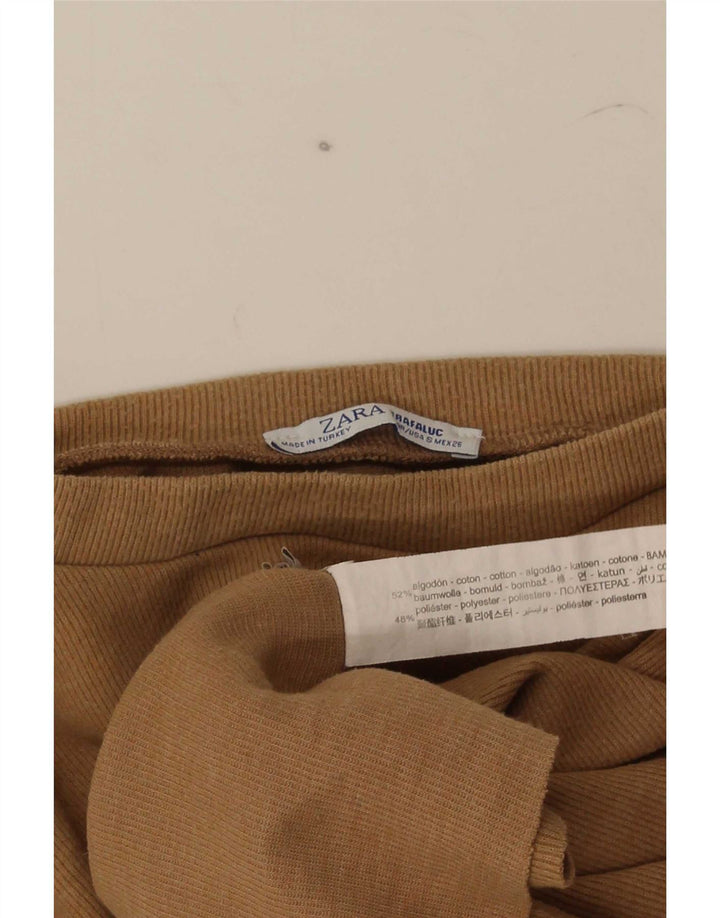 Zara Mujer Trafaluc Crop Top Extragrande Pequeño Marrón Algodón