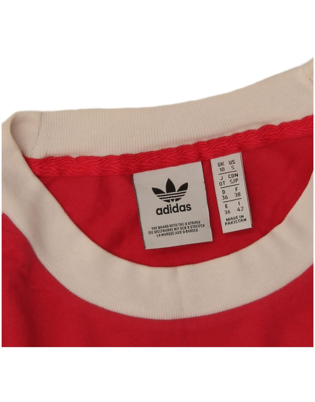 Adidas Top de manga larga para mujer UK 10 Small Red Colourblock