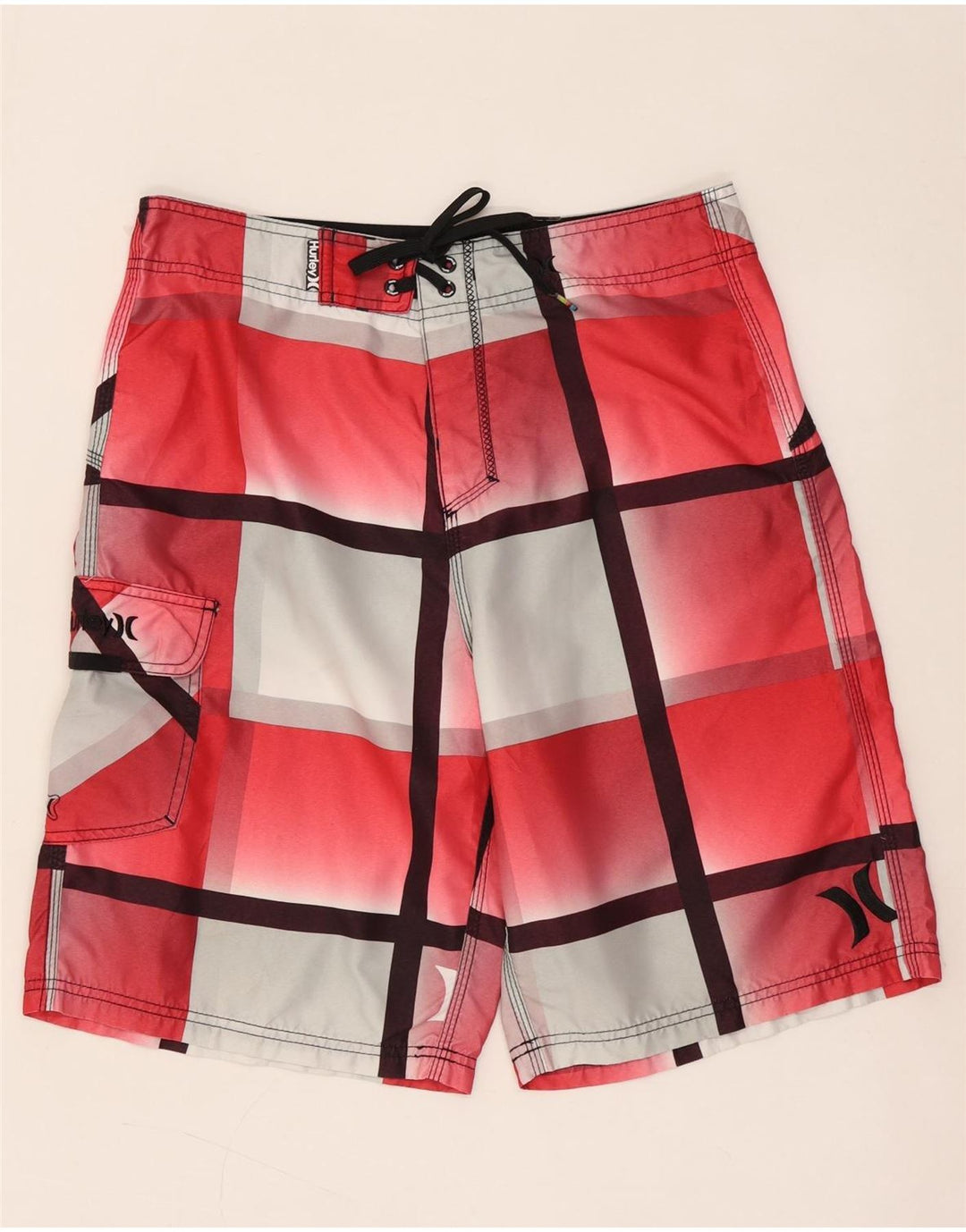 HURLEY Bañador Hombre Mediano Cuadros Rojos Poliéster