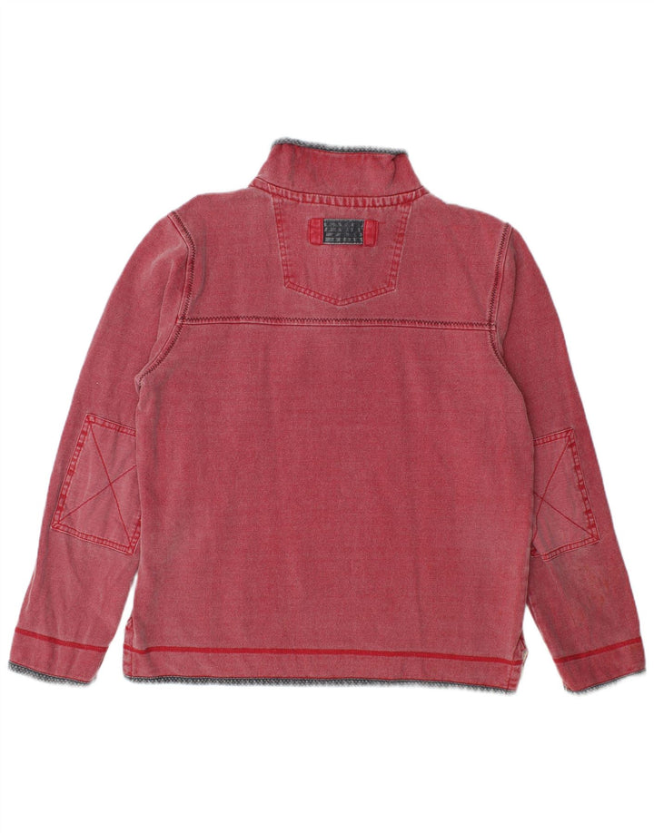 Sudadera con capucha y cuello con cremallera para hombre Fat Face Jersey pequeño de algodón rojo