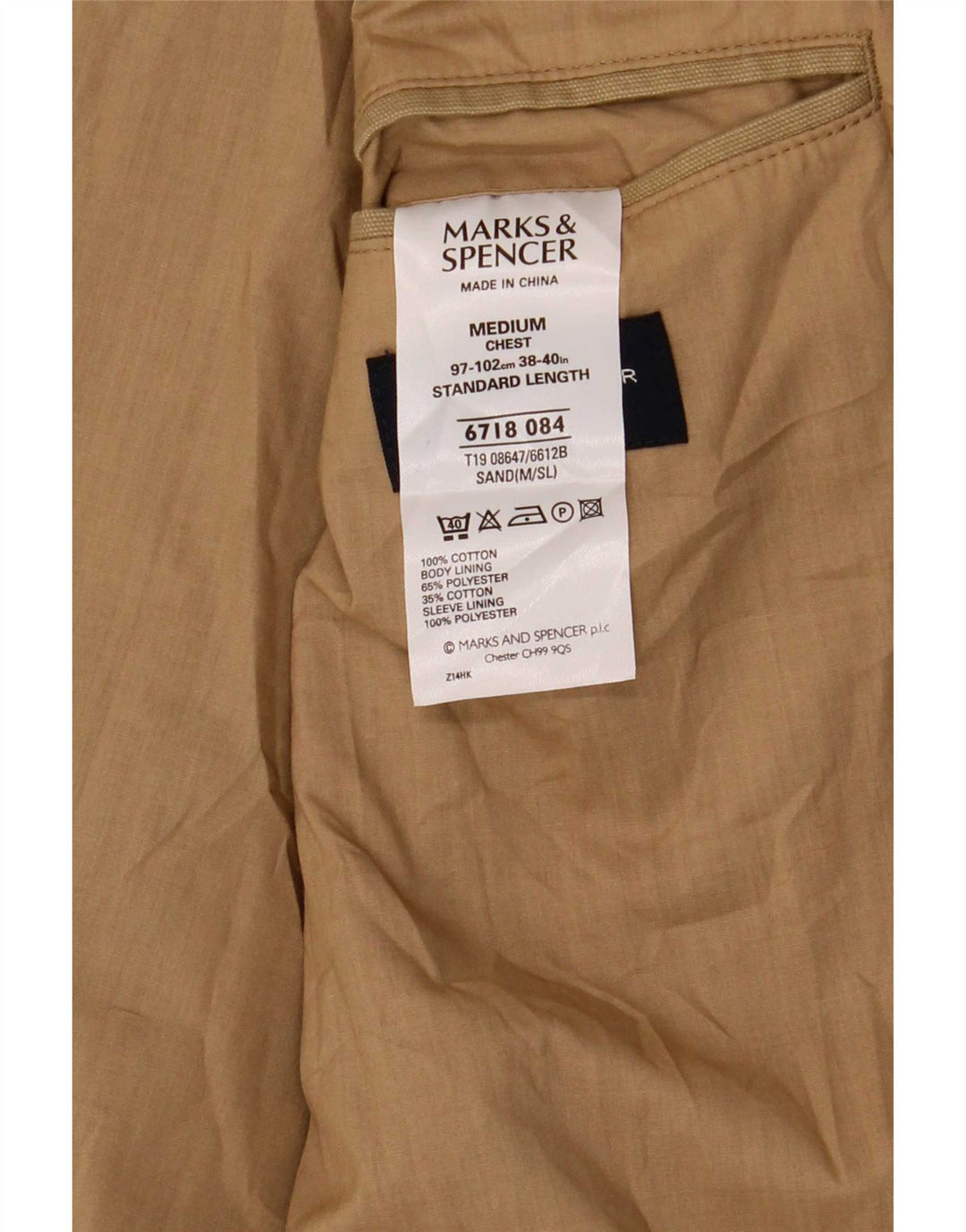 Marks & Spencer Chaqueta tipo blazer de 2 botones para hombre UK 38 Algodón beige medio
