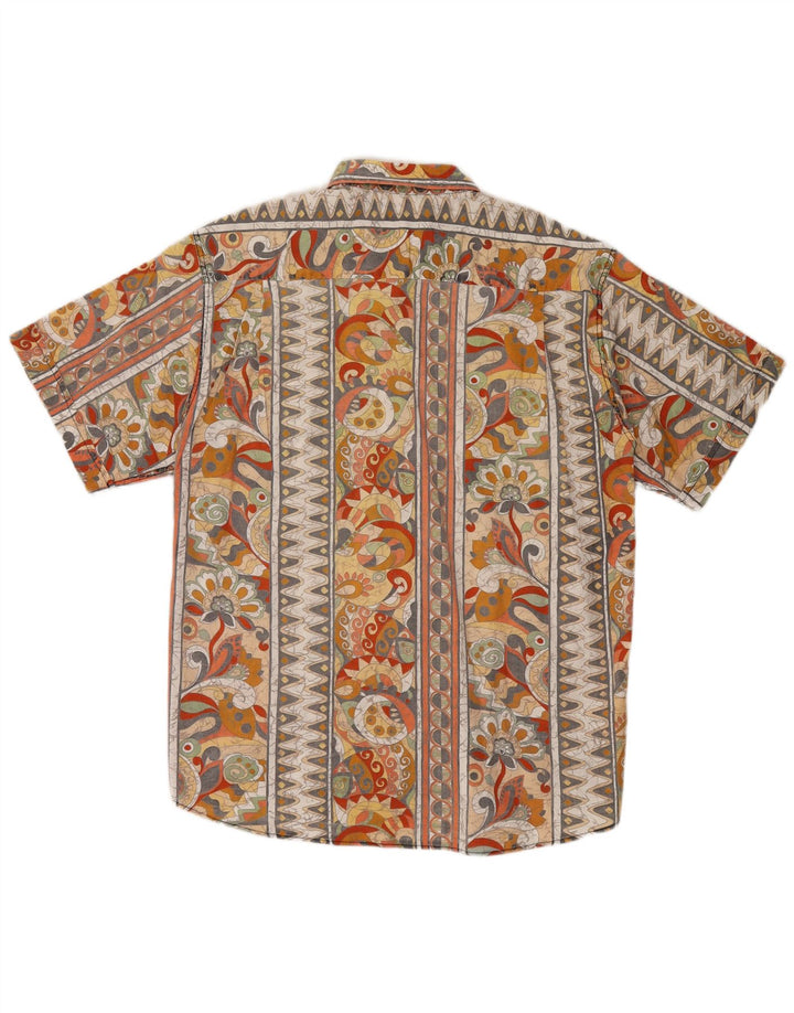Vintage hombres camisa de manga corta grande multicolor floral