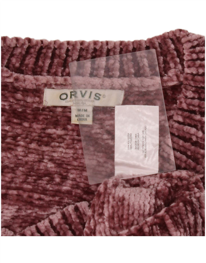 ORVIS Suéter tipo jersey con cuello en V para mujer UK 14 Poliéster granate mediano
