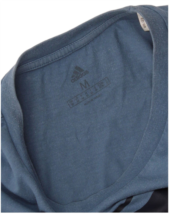 Adidas Hombre Camiseta Gráfica Top Azul Medio