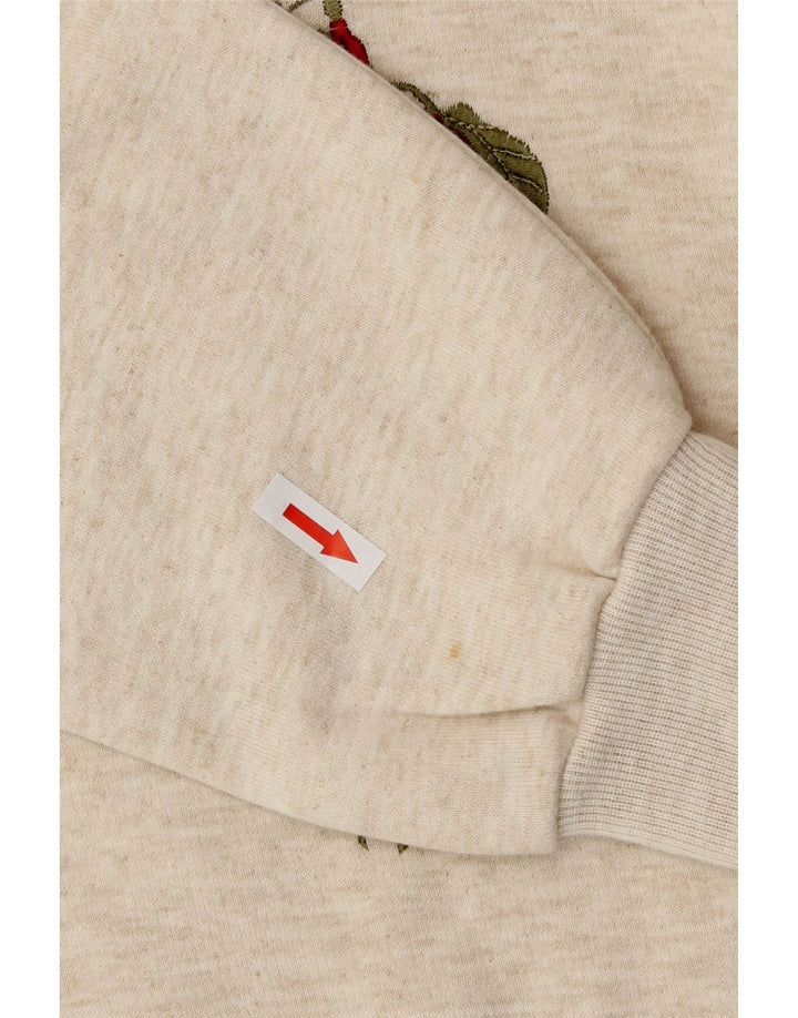 Oak Tree Sudadera de gran tamaño para mujer Jumper UK 10 Small Beige Floral