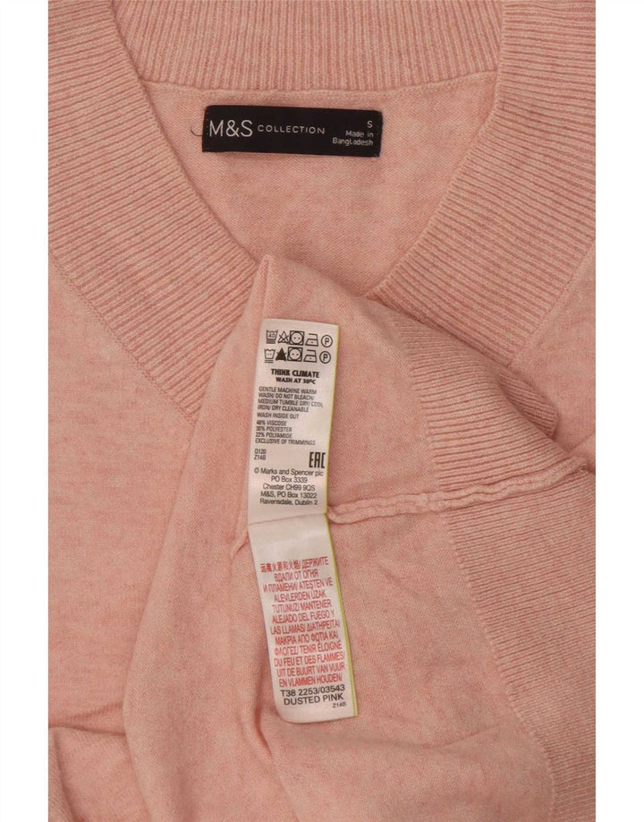 Marks & Spencer Suéter tipo jersey de gran tamaño con cuello en V para mujer UK 10 Small Pink